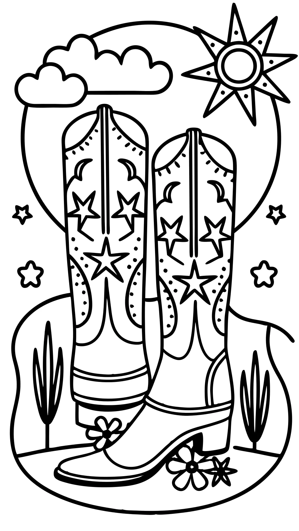 cowboy boots coloring page